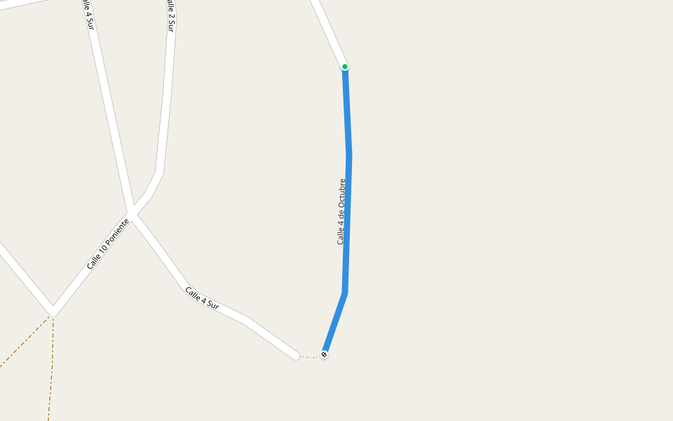 Calle 4 de Octubre walking route map in San Miguel Ixitlán