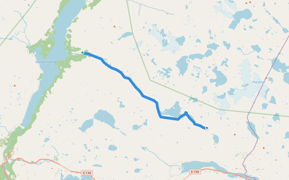 Nupsdalen walking route map in Grovastøl