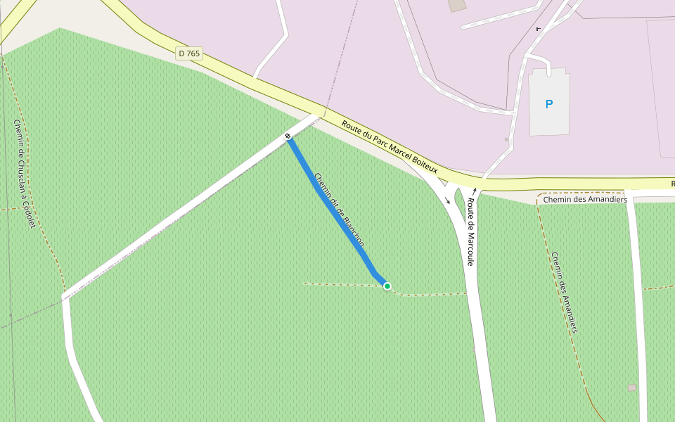 Chemin de Blanchon walking route map in Codolet