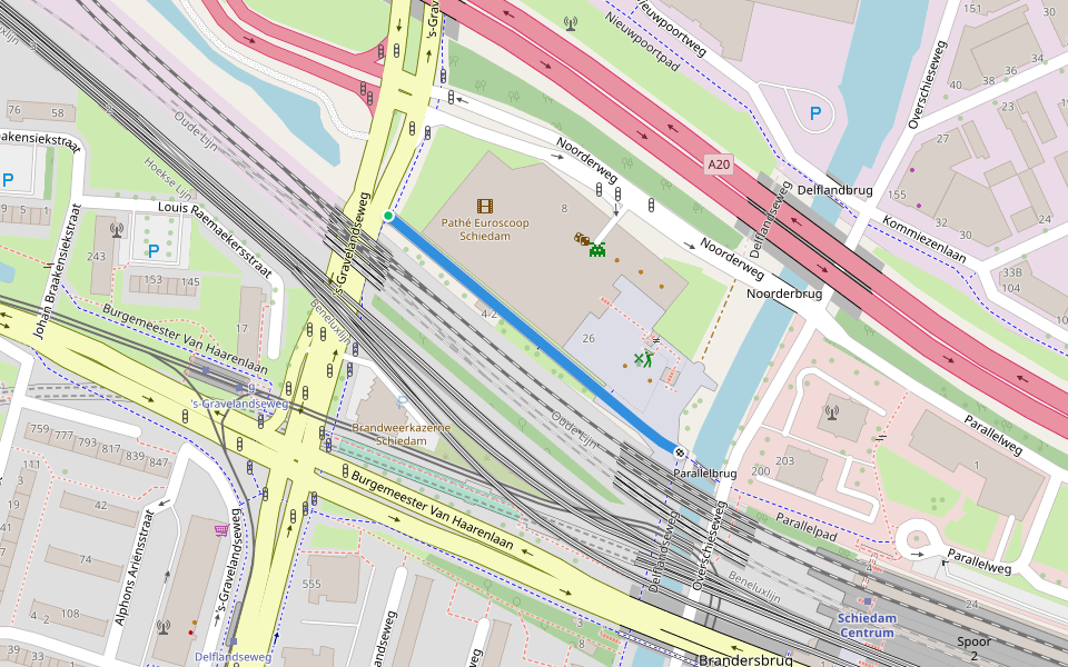 Parallelpad walking route map in Schiedam