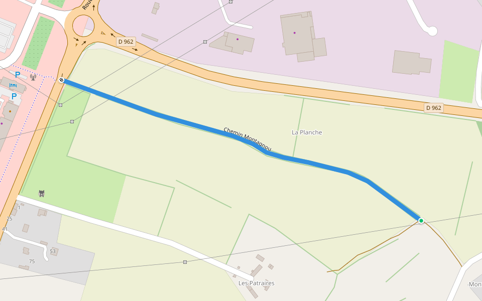 Chemin Montagnou walking route map in Flers