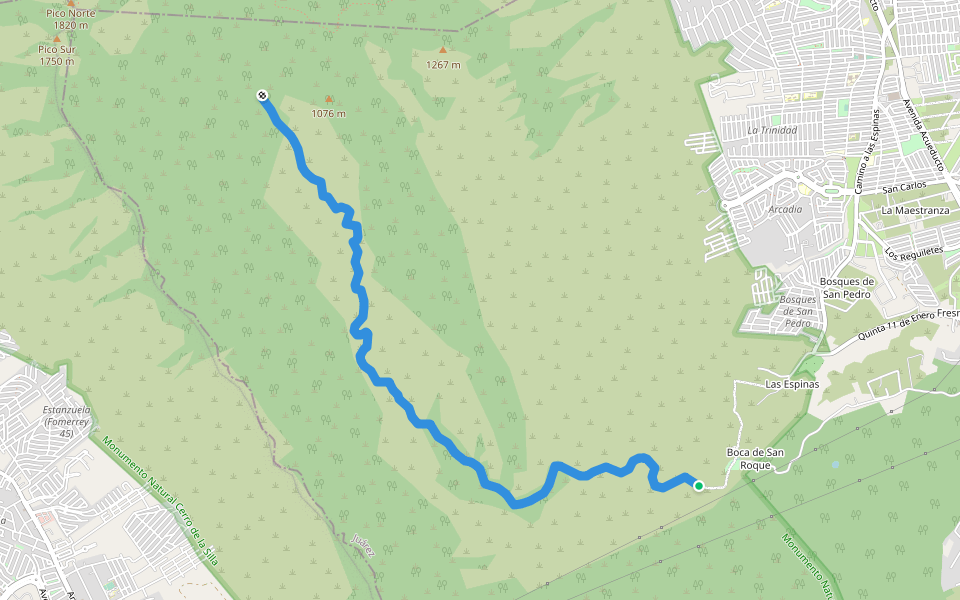 Camino al centro del cerro de la silla walking route map in Juárez