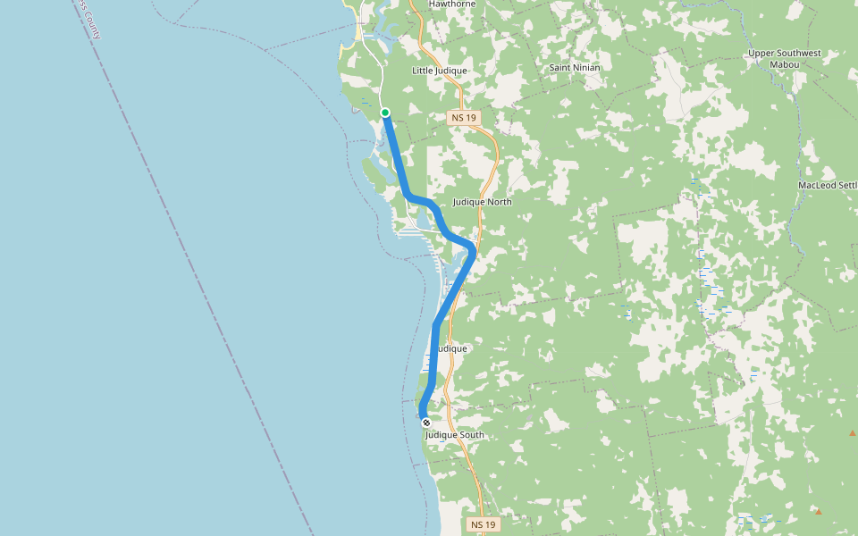 Trans Canada Trail - Judique Flyer Trail walking route map in Judique