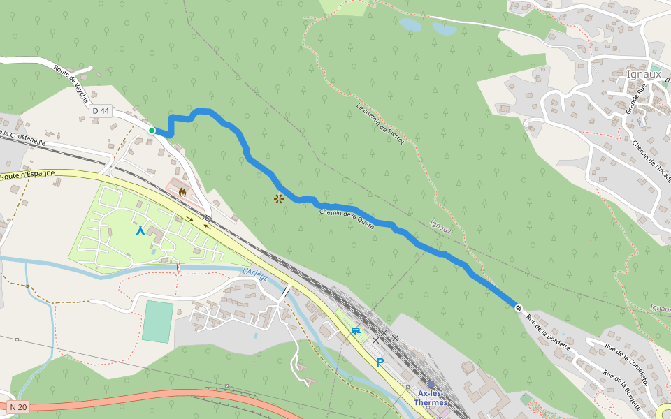 Chemin de la Quère walking route map in Savignac-les-Ormeaux