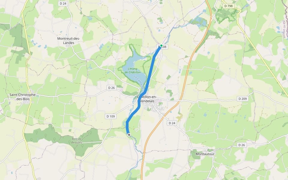 Voie Verte Fougères - Vitré walking route map in Parce