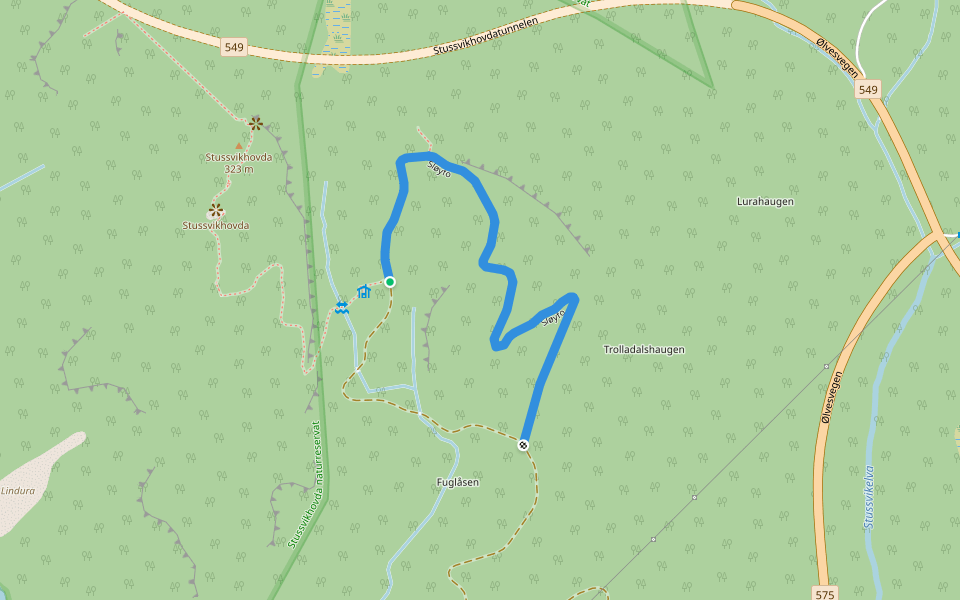 Sløyfo walking route map in Hovland
