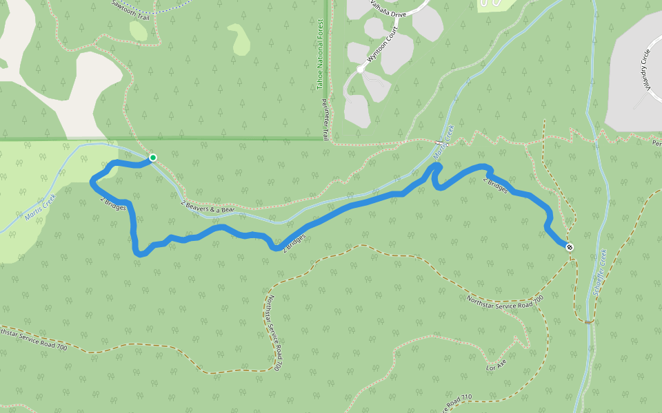 2 Bridges walking route map in Truckee