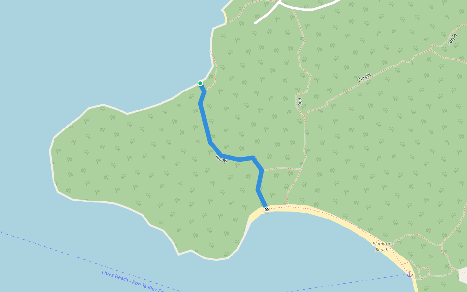 Yellow walking route map in Preah Sihanouk