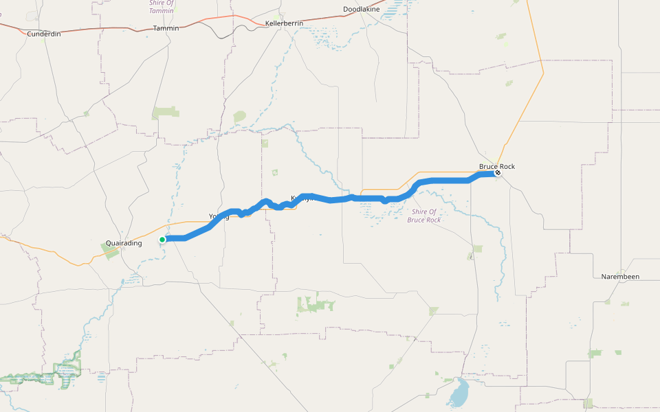 York-Bruce Rock Railway walking route map in Badjaling