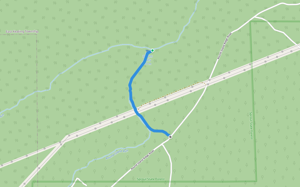 3 Falls Trail walking route map in Westport