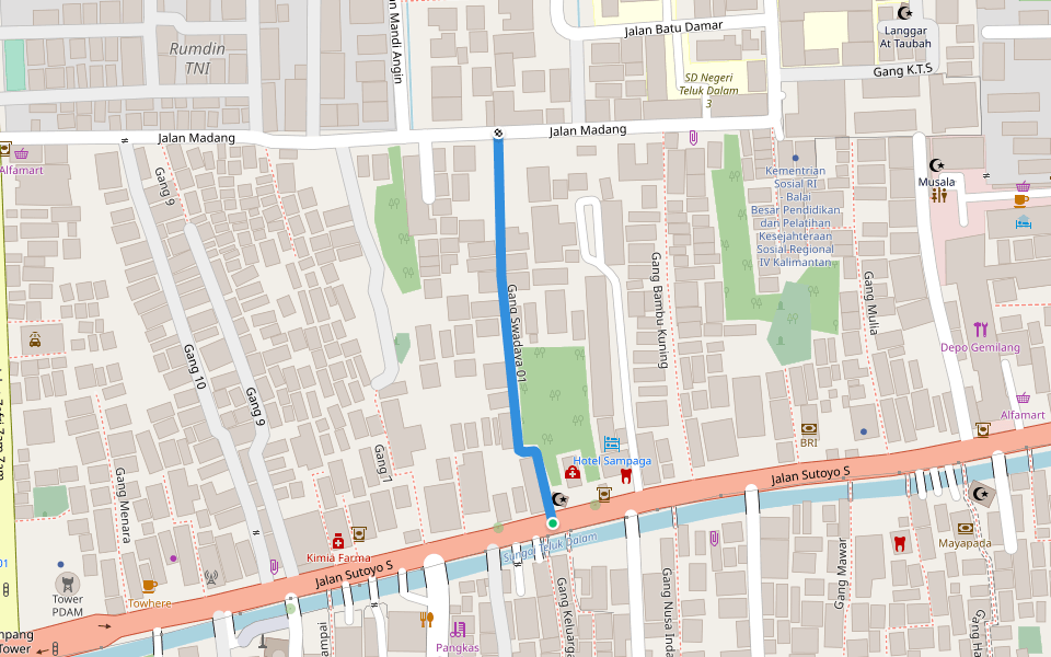 Gang Swadaya 01 walking route map in Banjarmasin