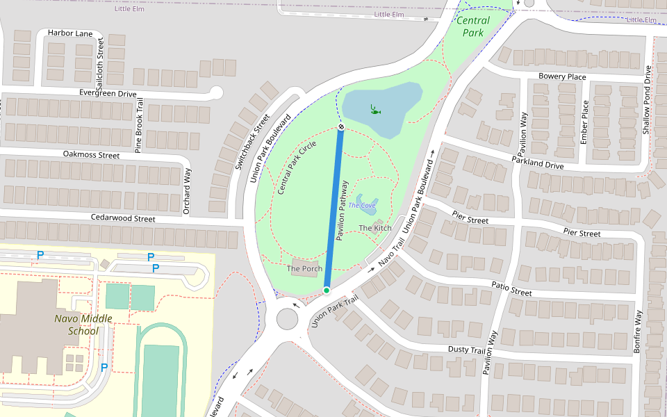 Pavilion Pathway walking route map in Aubrey
