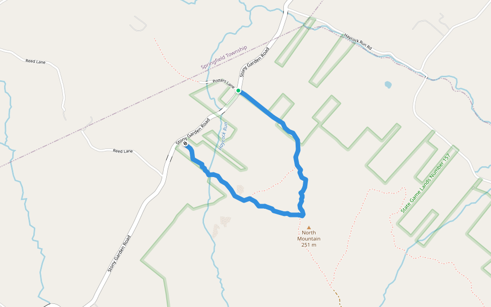 North Mountain Horseshoe Trail walking route map in Kintnersville
