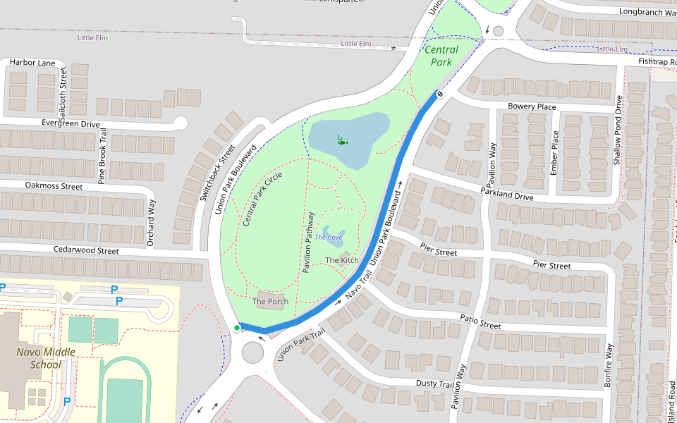 Navo Trail walking route map in Aubrey