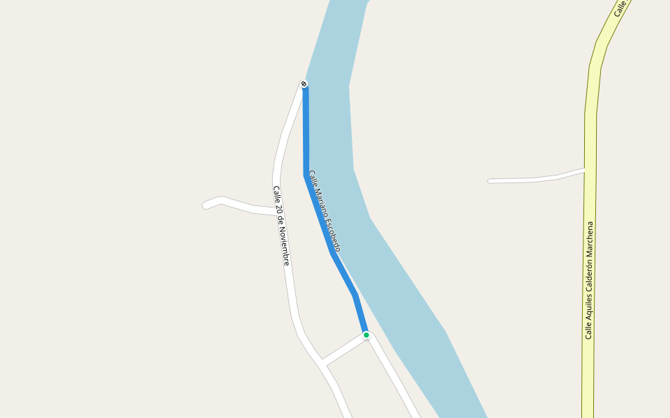 Calle Mariano Escobedo walking route map in Pueblo Nuevo de las Raíces