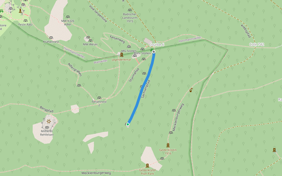 Sachsenpfad walking route map in Wattwiller