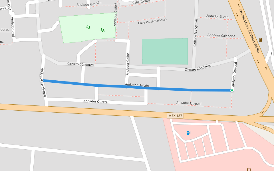 Andador Halcón walking route map in Cárdenas