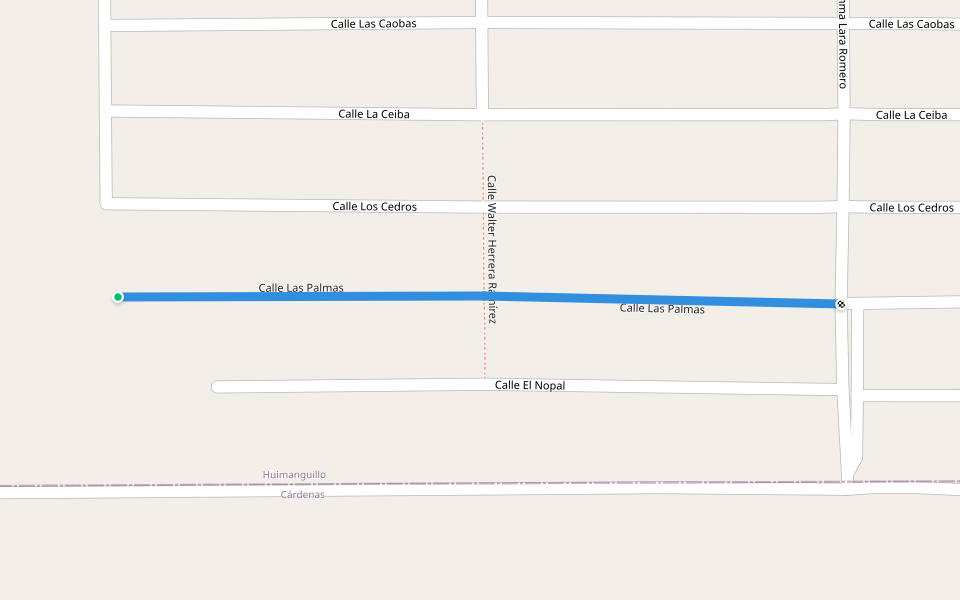 Calle Las Palmas walking route map in La Península