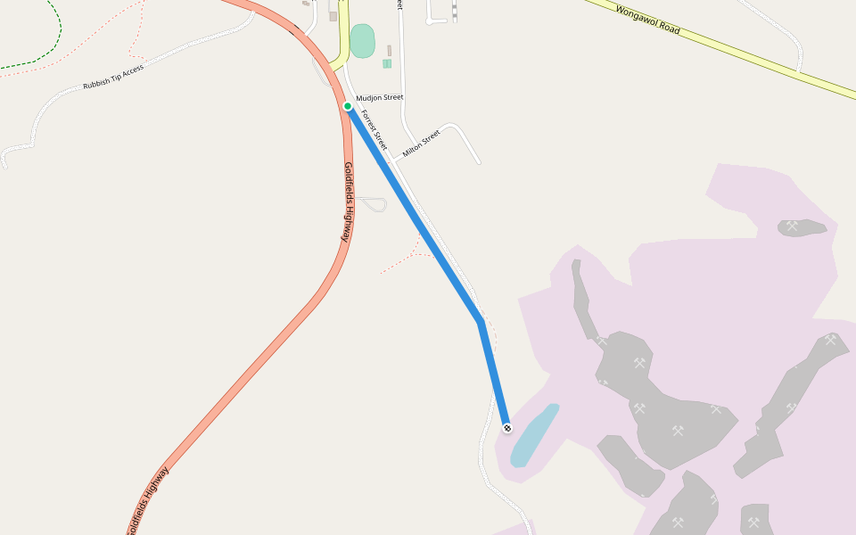 Willuna railway (closed 1957) walking route map in Wiluna