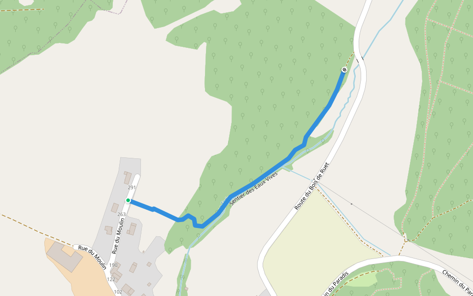 Sentier des Eaux Vives walking route map in Quintigny