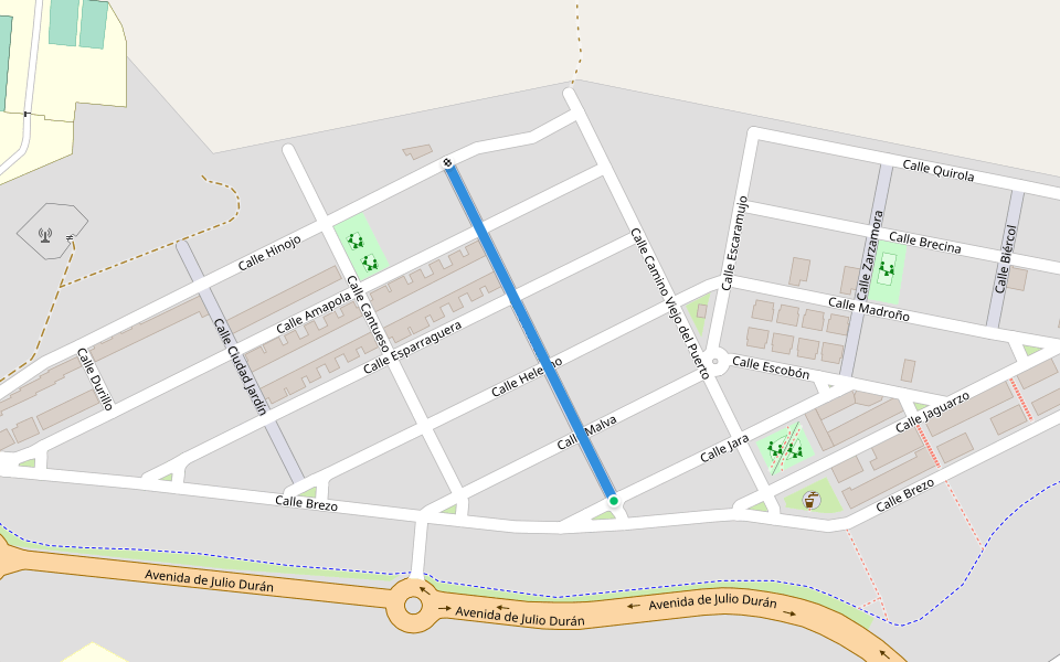 Calle Plantas walking route map in Plasencia