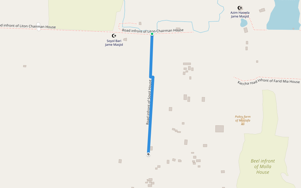 Road infront of Soyol House walking route map in South Dighaldi