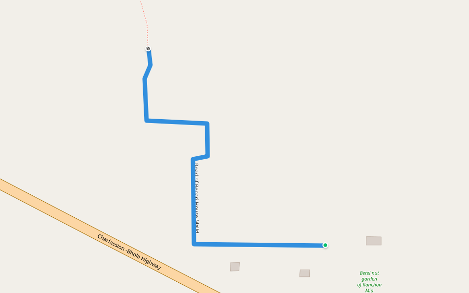 Road of Bepari House Majid walking route map in South Dighaldi