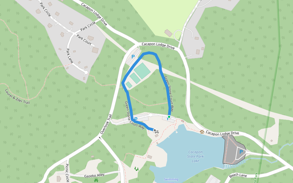 Green Stone Court Way walking route map in Berkeley Springs