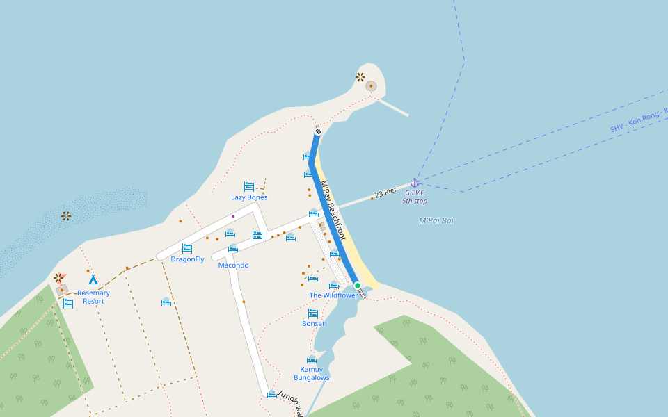 M'Pay Beachfront walking route map in Preah Sihanouk
