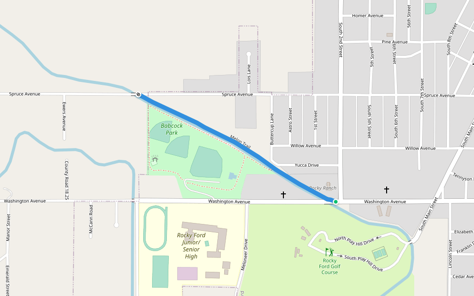 Melon Trail walking route map in Rocky Ford