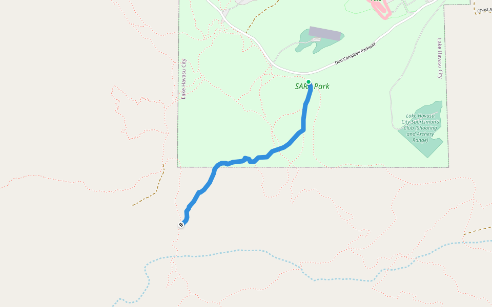 Sonny's Trail walking route map in Lake Havasu City