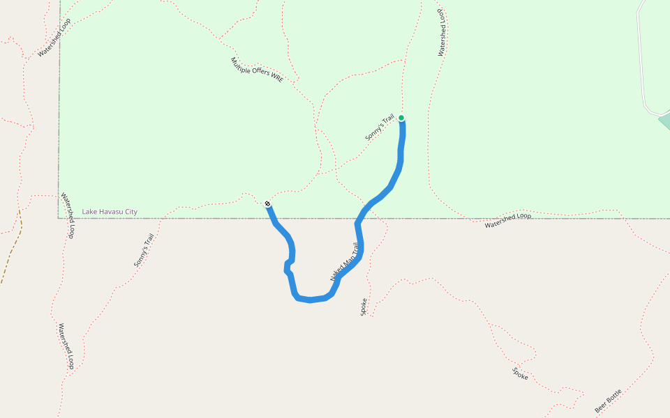 Naked Man Trail walking route map in Lake Havasu City