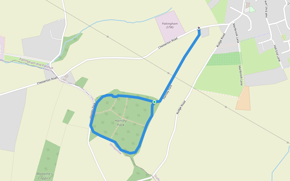 Hamley Park walking route map in Pattingham
