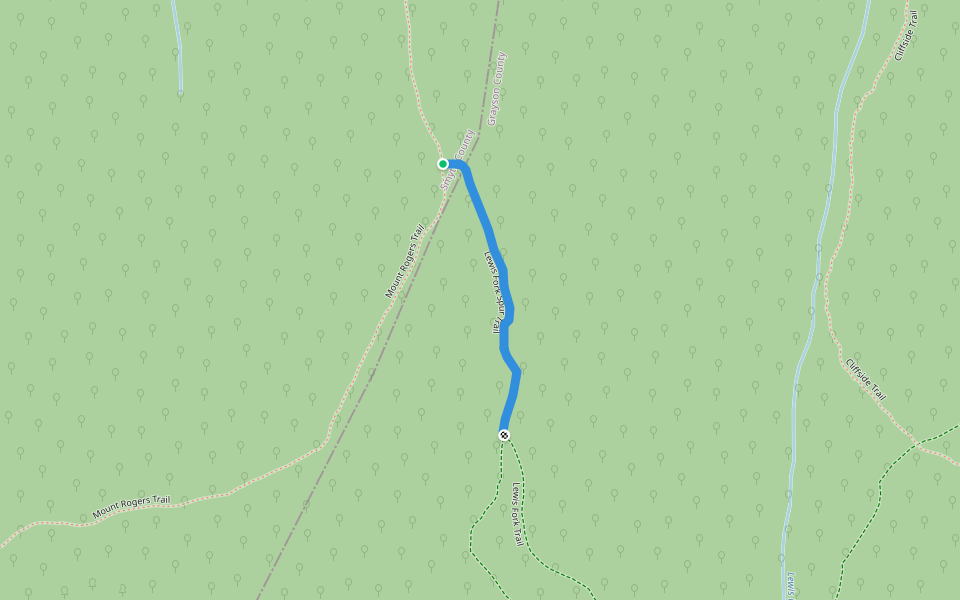 Lewis Fork Spur Trail walking route map in Troutdale