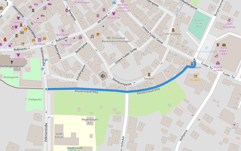 Klostermauerweg walking route map in Alsfeld
