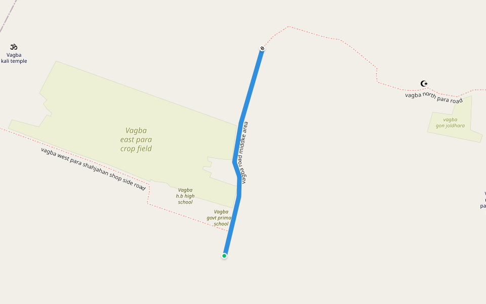 vagba road middke area walking route map in Bhagba