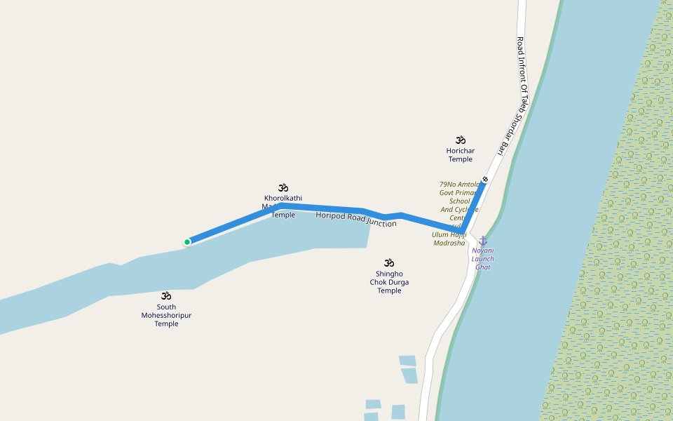 Horipod Road Junction walking route map in Baniakhali Forest Office
