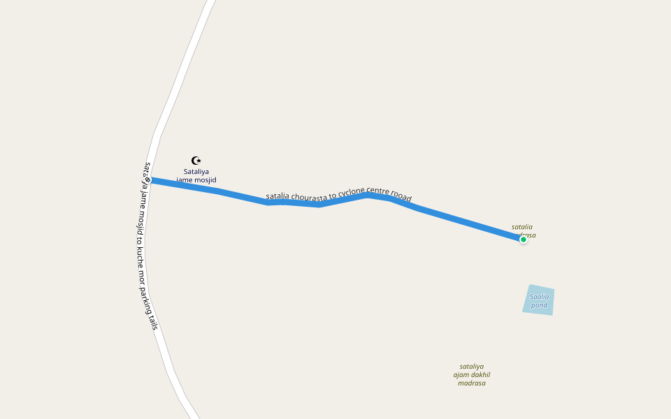 satalia chourasta to cyclone centre rooad walking route map in Amadi