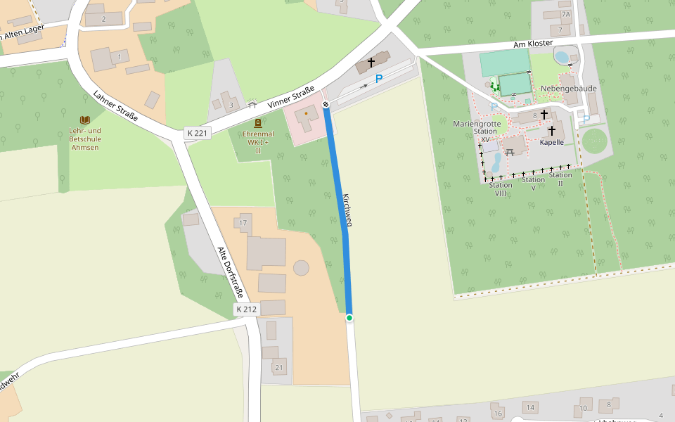 Kirchweg walking route map in Lähden