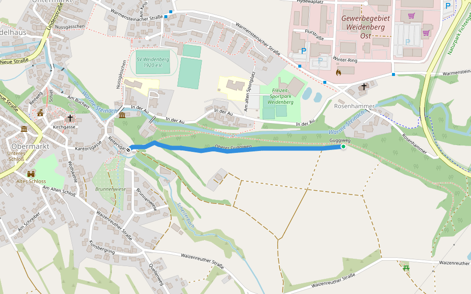 Oberer Guggiweg walking route map in Weidenberg