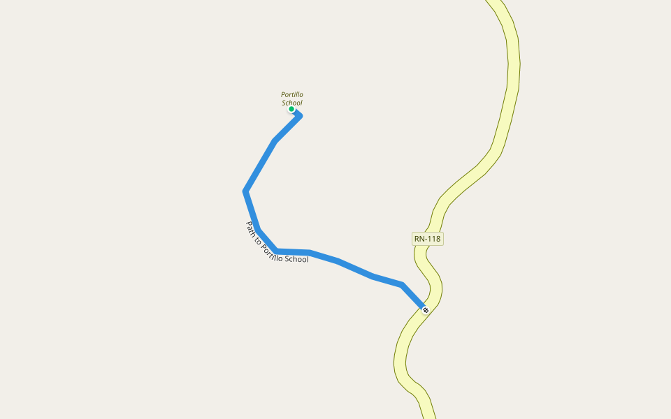 Path to Portillo School walking route map in Lodo Negro