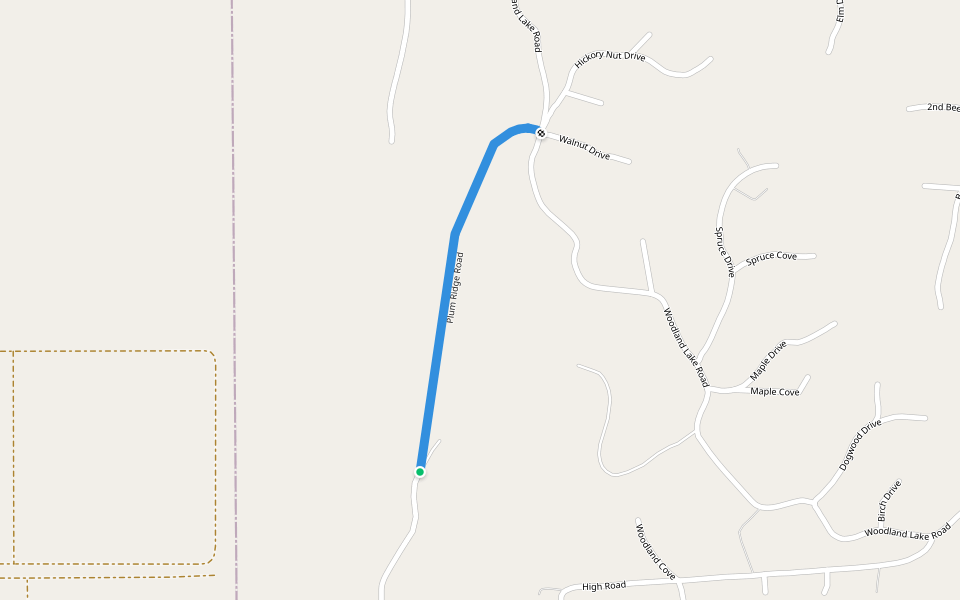 Plum Ridge Road walking route map in Hernando