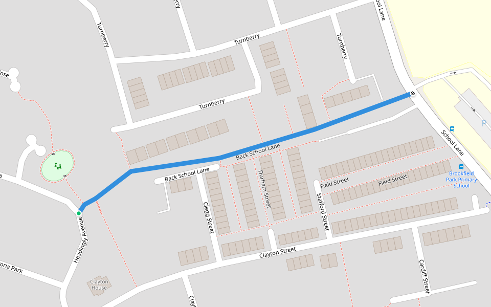 Back School Lane walking route map in Skelmersdale