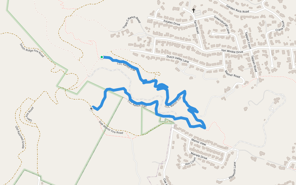 CCC Ranch Trail walking route map in San Anselmo