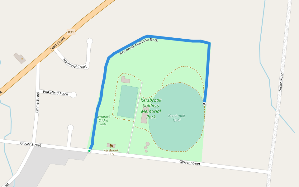 Kersbrook Multi-use Track walking route map in Kersbrook