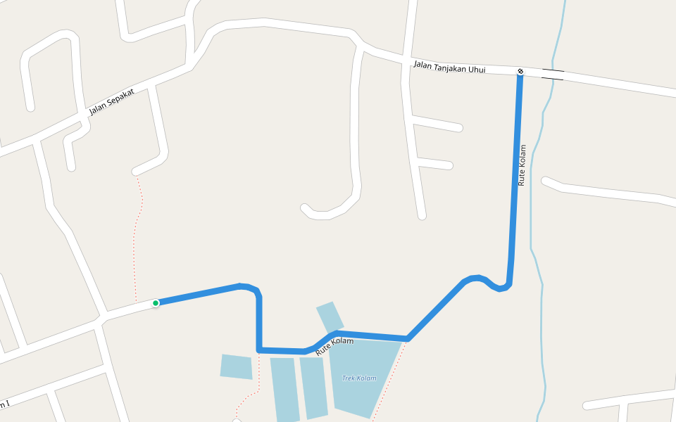 Rute Kolam walking route map in Pekanbaru