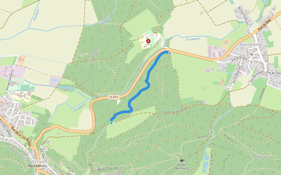 Chemin Helene walking route map in Ferrette