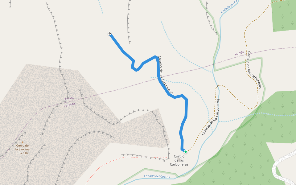Camino de las Carboneras walking route map in Parauta