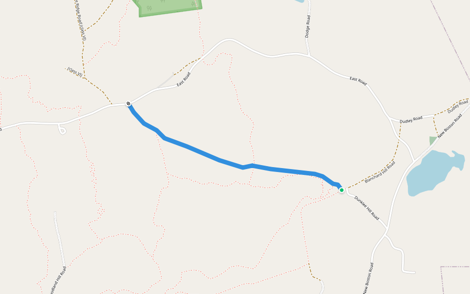 Dunklee Hill Road (class A trail) walking route map in Greenfield