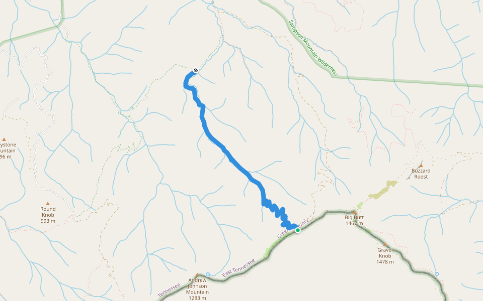 Sarvis Cove Trail walking route map in Chuckey